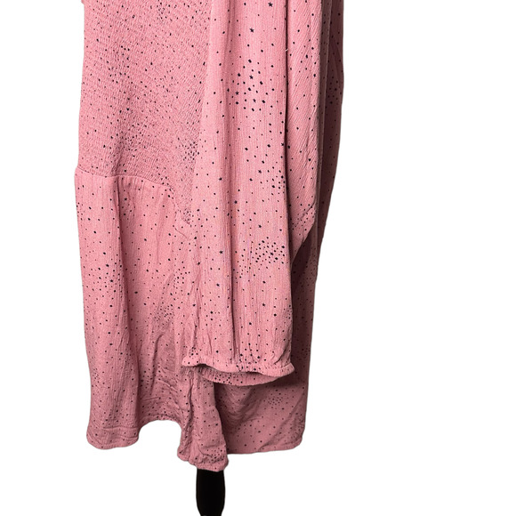 NWT Ulla Popken Galaxy Print Smocked Bodice Tie Neck Blouse 2X - Picture 4 of 9